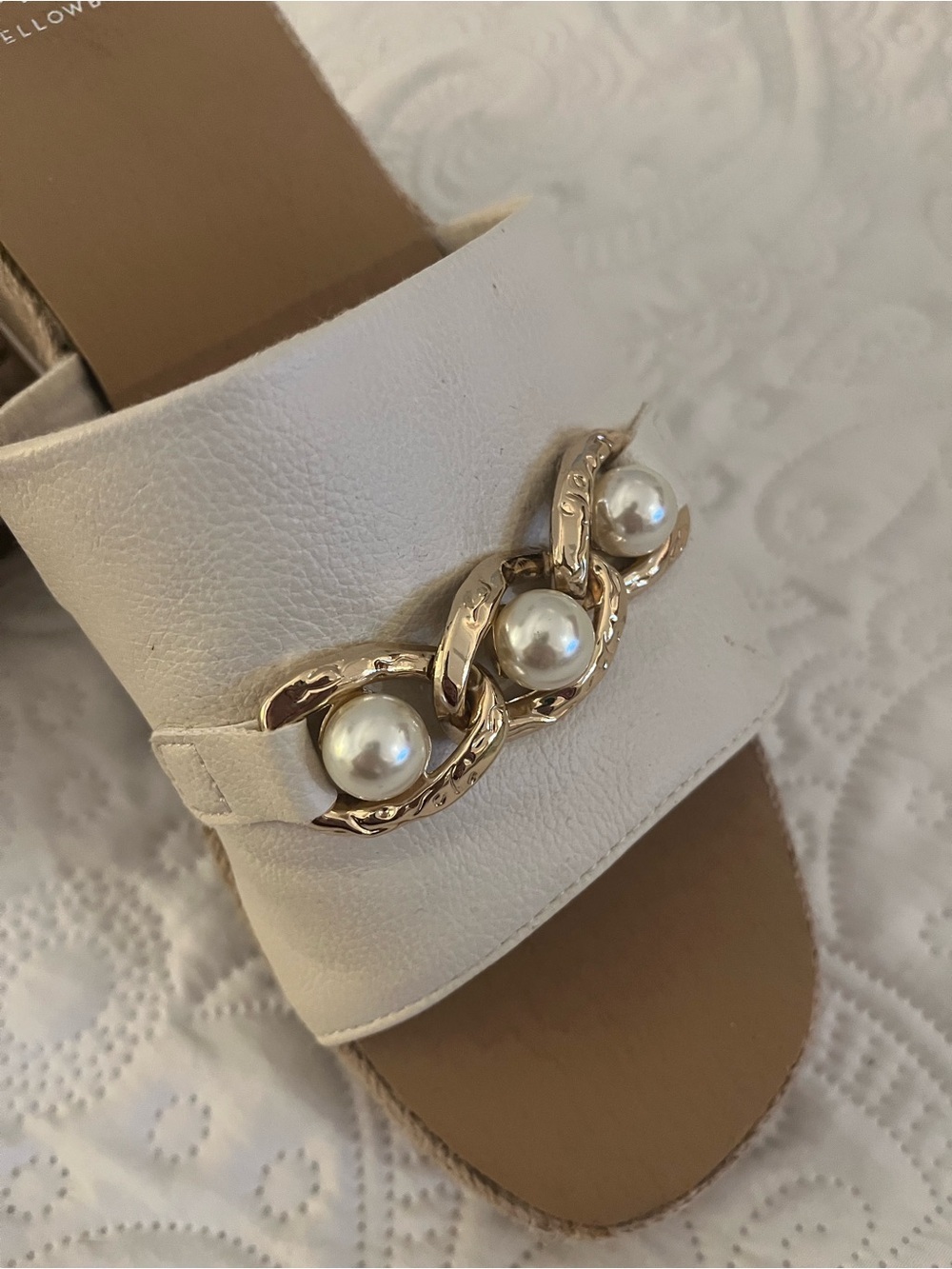 Yellow Box Cream Pearl-Accent Slide Mules 11 - Picture 5 of 5
